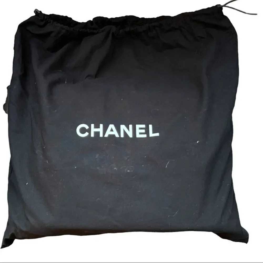 Chanel Lambskin Quilted Front Flap Tote Handbag Black